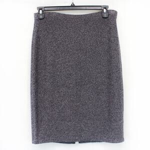 Neiman Marcus Vtg Steve Fabrikant Wool Blend Knit Skirt Gray Metallic Stretch L